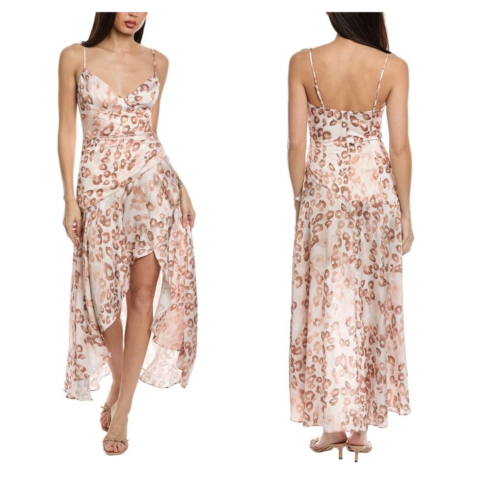 Bardot Sorella Leopard Print High-Low Midi Dress Size 6Size 6